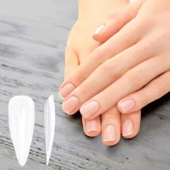Unique Bargains Women's Seamless Pointed Fake Nails Clear 1 Set