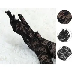 Allegra K Women's Full Finger Lace Floral Gloves