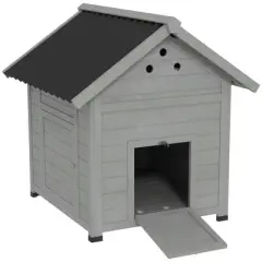 Resenkos Rabbit Hutch, Duck Cage Hutch,Chicken Coop, Duck Coop, Wooden Duck House with Openable Roof & Double Doors, Light Gray