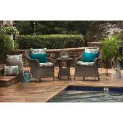 Allodala 2-Piece Outdoor Wicker Seat Cushion Set - Blue - Pillow Perfect