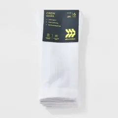 Women's Cushioned Foundation 6pk Athletic Crew Socks - All In Motion&trade; White 4-10: Recycled Polyester, Arch Support, Zone Cushioning