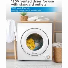Commercial Care 3.5 Cu. Ft. Portable Dryer, 120V, Front Loading, Holds Up To 13.2 lbs. of Laundry, Stainless Steel Drum, 1500 Watts, White