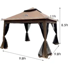 11x11 Foot Pop Up Canopy Gazebo, 2-Tier Soft Top Event Tent with 4 Sandbags, Portable Outdoor Shelter for Patio, Backyard, Camping