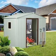 NicBex Outdoor Storage Shed with Lockable Doors and Window for Backyard Garden,Patio,White