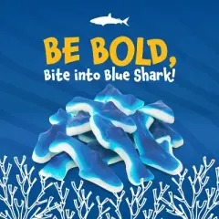 Funtasty Blue Sharks Gummy Candy, Blue Raspberry Marshmallow Flavor - 11-Ounce Bag