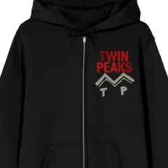 Twin Peaks 1990 Dale Cooper Poster Art Women's Black Long Sleeve Zip-Up Hoodie