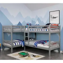 Quadruple Twin Kids' Martell Bunk Bed Gray - ioHOMES