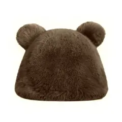 Wrapables Faux Fur Fluffy Bear Ears Winter Beanie Hat, Brown