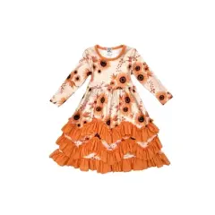 Girls You Autumn Know Floral Tiered Ruffle Dress - Mia Belle Girls