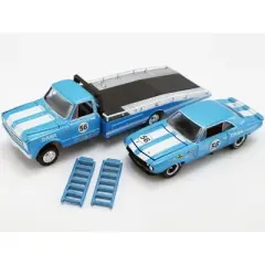 1967 Chevrolet C-30 Ramp Truck w/1967 Chevrolet T/A Camaro #56 "Dana" Light Blue Met. 1/64 Diecast Model Cars by Greenlight/ACME