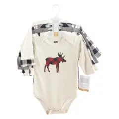 Hudson Baby Infant Boy Cotton Long-Sleeve Bodysuits 5pk, Moose