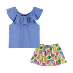 Andy & Evan Kids  Fruit Print Shorts Set Purple, Size 7