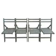 Sevobal Outdoor Portable Chairs 4 piece Slatted Wood Folding Chair Set for Kitchen Special Events Outdoor Backyard Garden, Gray, 15.6"*22.8"*31"
