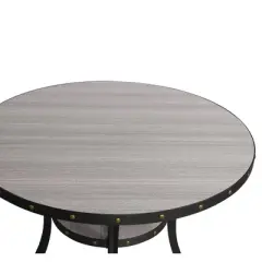 48" Round Wooden Dining Table with Flared Legs Gray - Benzara