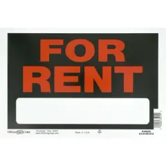 Hillman English Black For Rent Sign 8 in. H X 12 in. W - Case of 6