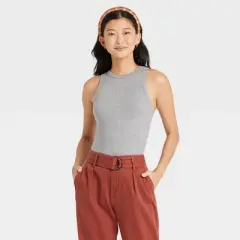 Women's Slim Fit Ribbed 3pk Bundle Tank Top - A New Day&trade; Black/White/Gray XS