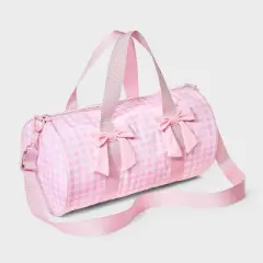 Girls' Gingham Printed and Bows Duffel Bag - Cat & Jack&trade; Pink
