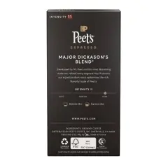 Peet's Coffee Major Dickason's Blend Dark Roast Nespresso Original Line Aluminum Coffee Capsules - 10ct