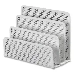 Artistic Urban Collection Punched Metal Letter Sorter, 3 Sections, White, 6.5" x 3.25" x 5.5"
