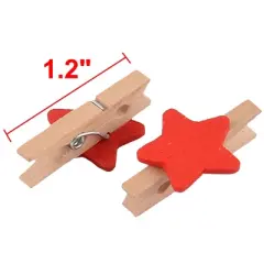 Unique Bargains Star Shaped Mini Wooden Photo Spring Pegs Card Holder 1.2" x 0.7" x 0.4" 20 Pcs