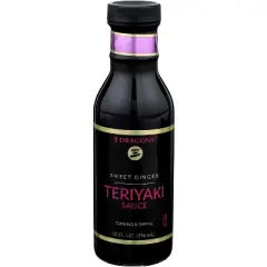 3 Dragons Classic Sweet Ginger Teriyaki Sauce - Case of 6 - 12 fl oz