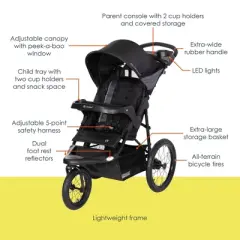 Baby Trend Expedition Plus Jogger with LED Safety Light - Madrid Black