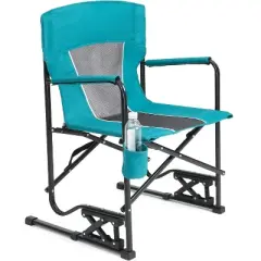 ALEXOUN Outdoor Camping Lounge Chair Portable Folding Chair with Solid,Durable Armrests,Drink Holder & Comfortable,Backrest 250 lbs Capacity