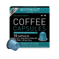 Bestpresso Decaffeinato Blend (Medium Intensity) Coffee Capsules for Nespresso OriginalLine Machine - 120 Certified Genuine Espresso Pods