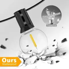 Ollny 100FT G40 Outdoor String Lights (50 Bulbs, IP45 Waterproof, Connectable, 4 Spare Bulbs)