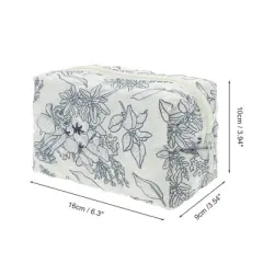 Unique Bargains Floral Quilting Makeup Bag Cyan 1 Pc