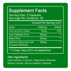 Mulittea Saw Palmetto 500mg Prostate Health Supplements, Hair Loss Prevention for Men and Women, 120ct