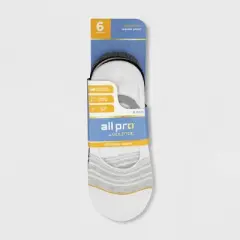 All Pro Women's 6pk Sport Liner Socks - White/Black/Gray 4-10: Moisture Wicking, Hidden Gel Heel Grip