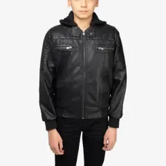 X RAY Boy's Lined PU Jacket With Knit Hood