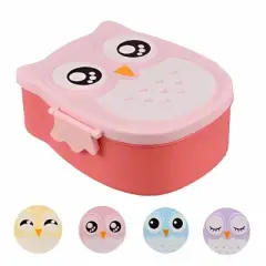 Kitcheniva Owl Shaped Lunch Box With Compartments Pink