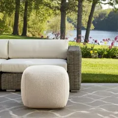 18"  Polyester Cube Outdoor Pouf Ottoman