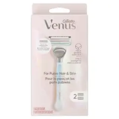Venus for Pubic Hair & Skin Women's Razor + 2 Razor Blade Refills