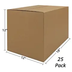 UOFFICE Pack of 25 Corrugated Boxes 18 x 12 x 12" - Shipping Boxes