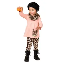 Girls Wild Turkey Tunic, Leopard Leggings & Scarf Set - Mia Belle Girls