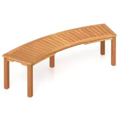 Costway 1/4 PCS Outdoor Curved Bench with Slatted Seat Solid Acacia Wood for Yard