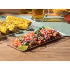 Posh Setting 6.25 x 14 Inch Rectangle Clear Plastic Serving Tray -  5 pack