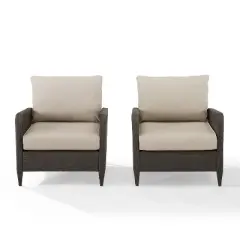 Kiawah 2pk Wicker Patio Chair - Sand - Crosley