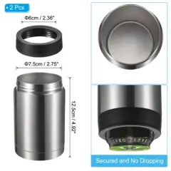 Unique Bargains Stainless Steel Beer Coffee Regular Insulated Sleeve 12oz Slim Can Coolers Silver 2 Pcs