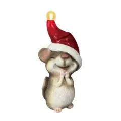 Transpac Resin LED Mouse with Red Hat Multicolor Tabletop Christmas Decor Battery Operated Prelit Indoor Gift