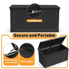 Akoasm 230 Gallon Large Outdoor Storage Deck Box For Patio Furniture, Outdoor Cushions & Garden Tools and Sports-Black