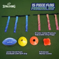 Spalding 15 Piece Flag Football Set - Complete Game Kit for All Ages