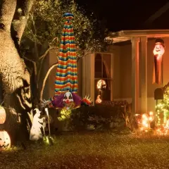 HOMCOM Hanging Clown Corpse Outdoor Halloween Decoration with Sound Activated Light Up Eyes & Sound Effects, Animated Prop for Party