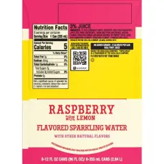 Topo Chico Sabores Raspberry Lemon Flavored Sparkling Water - 8pk/12 fl oz Cans