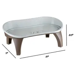 Pet Adobe Elevated Pet Feeding Tray for Pet Bowls With Splash Guard and Nonskid Feet - 21" x 11" x 8.5", Light Tan/Brown