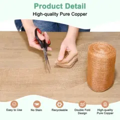 Unique Bargains Copper Mesh Rustproof Flexible Durable Copper Wool W Precision Scissor and Wood Stick 1 Set