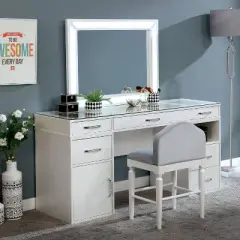 Carzen Storage Drawers Vanity Set Luminous White - miBasics
